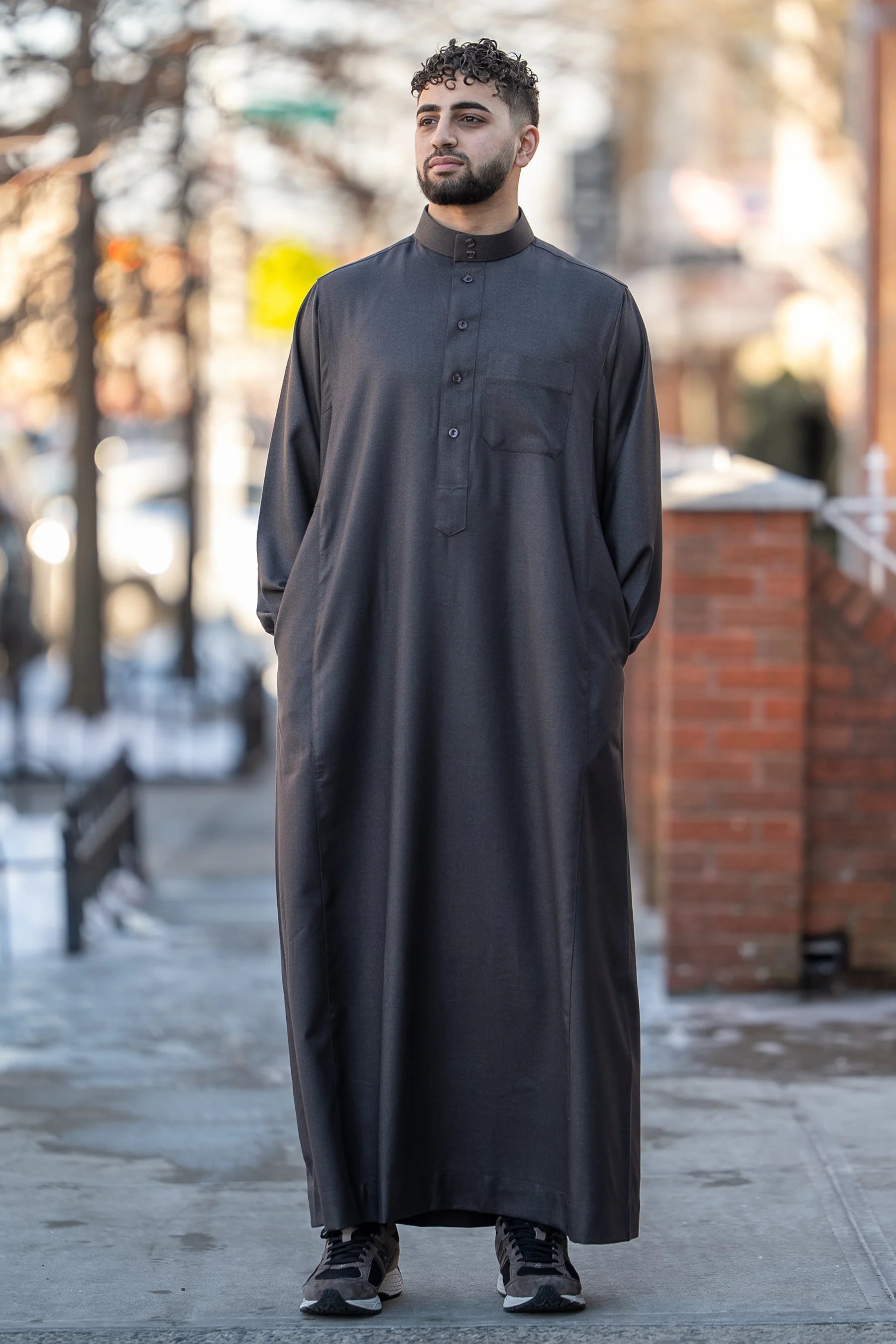 Men's Full Length Islamic Thobe Shiny Black