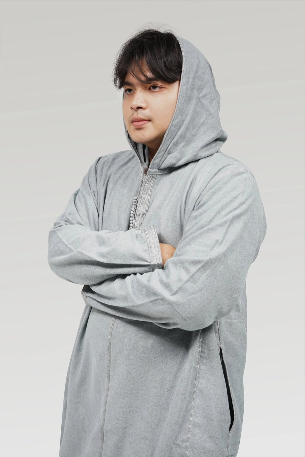 Moroccan Hoodie Elite Thobe Mlifa Djellaba Gray