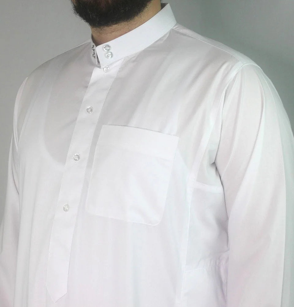 Men's Full Length Long Sleeve Islamic Thobe - White