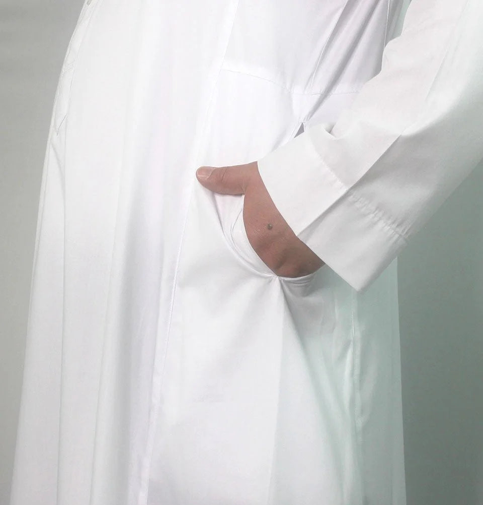 Men's Full Length Long Sleeve Islamic Thobe - White