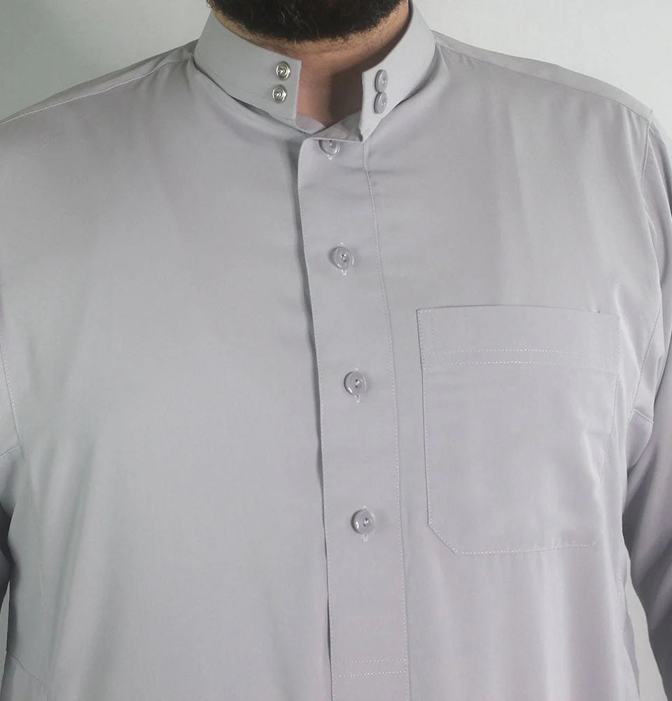Men's Full Length Long Sleeve Islamic Thobe - Light Grey