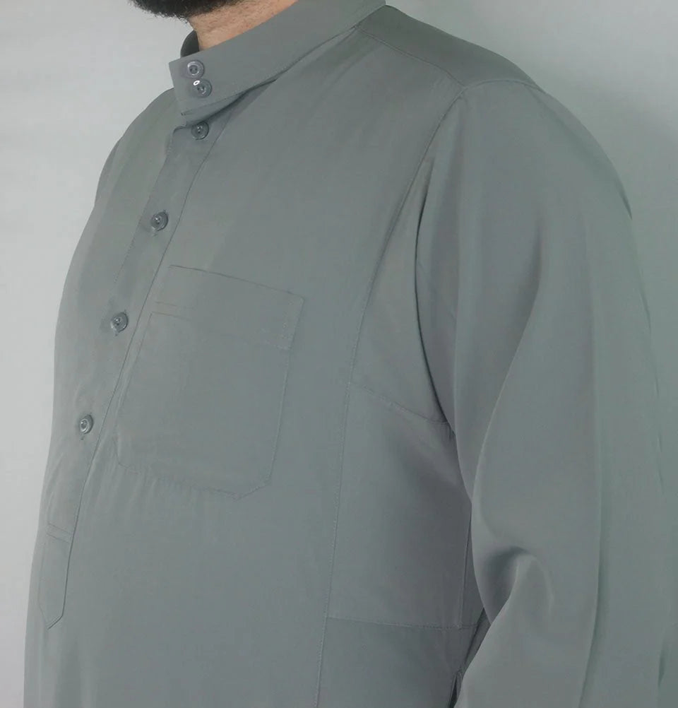 Men's Full Length Long Sleeve Islamic Thobe - Mint Grey