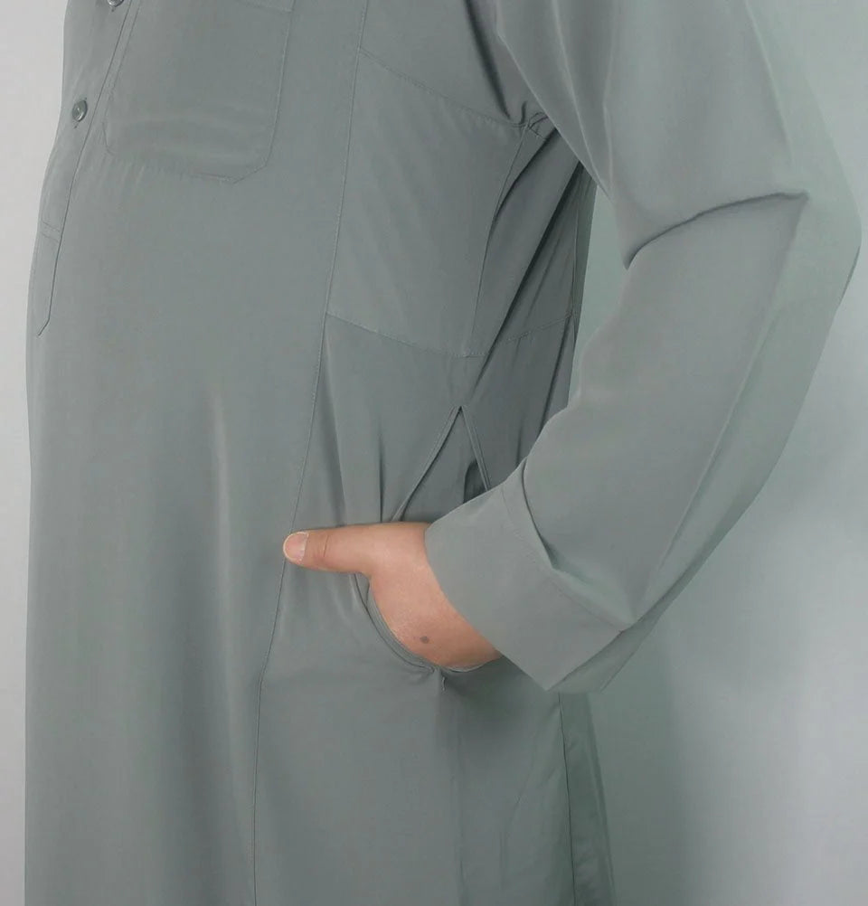 Men's Full Length Long Sleeve Islamic Thobe - Mint Grey
