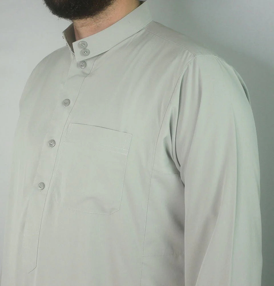Men's Full Length Long Sleeve Islamic Thobe - Pistachio Beige