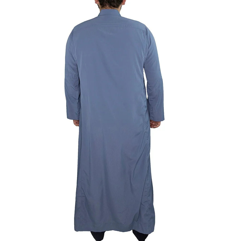 Men's Full Length Long Sleeve Islamic Thobe - Steel Blue