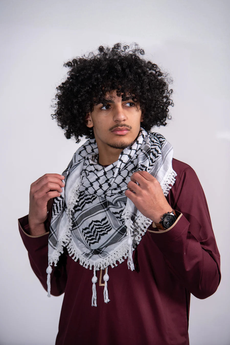 White and Black Nablus Kufiya