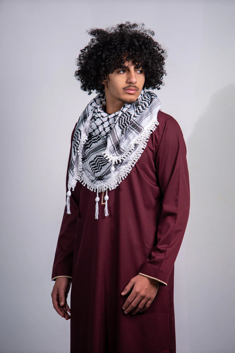 White and Black Nablus Kufiya