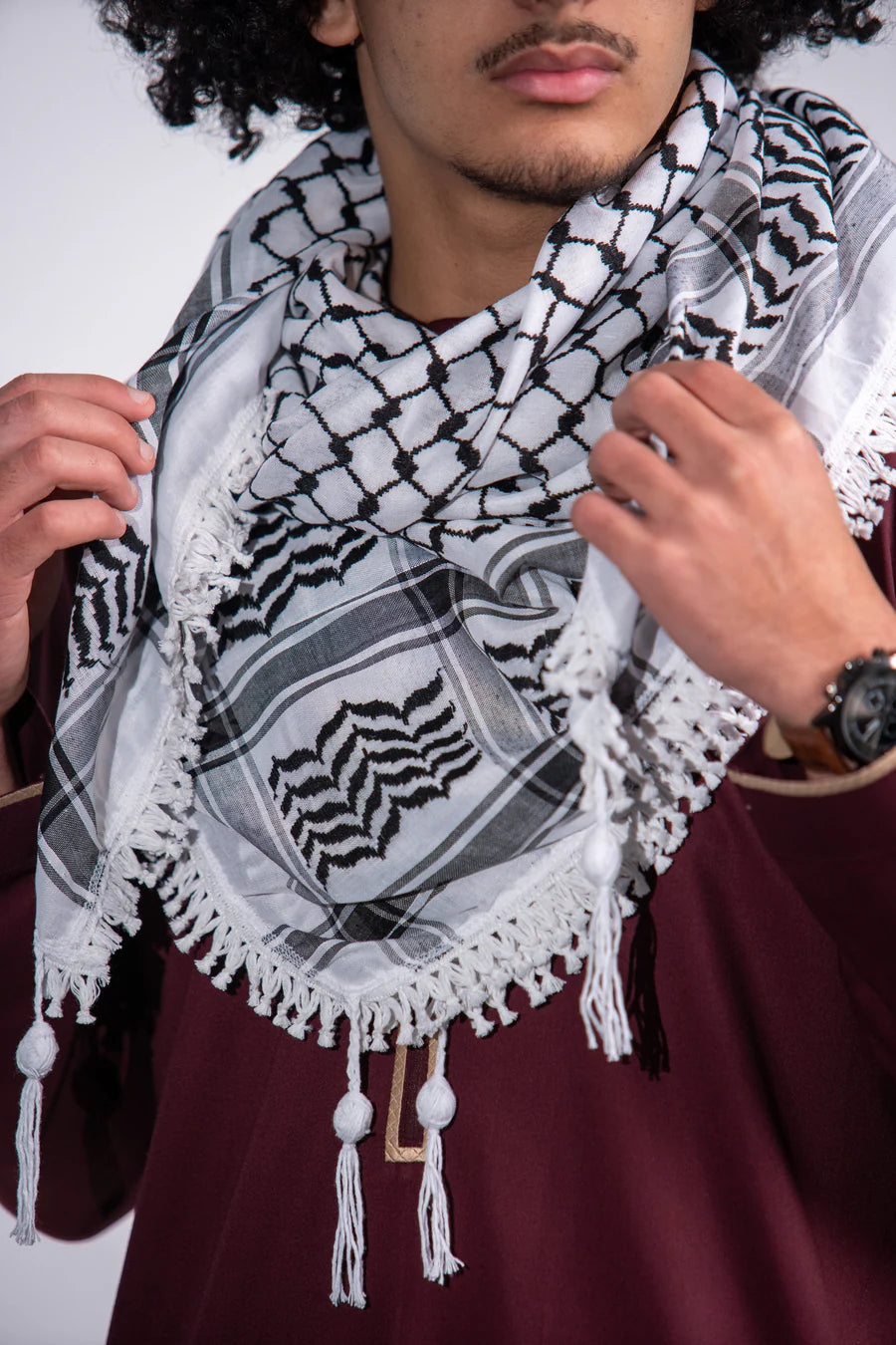 White and Black Nablus Kufiya