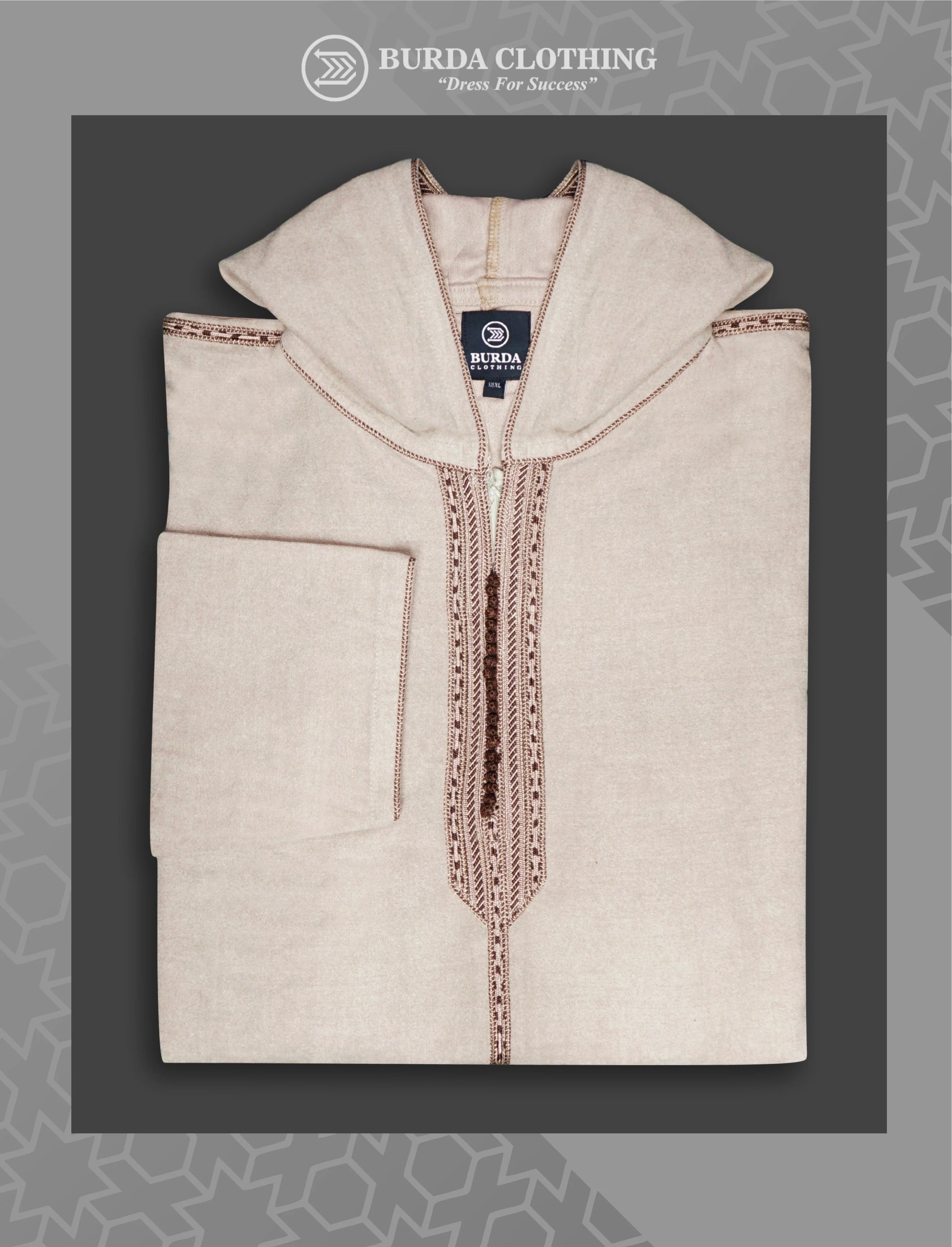 Moroccan Hoodie Thobe Mlifa Djellaba Beige