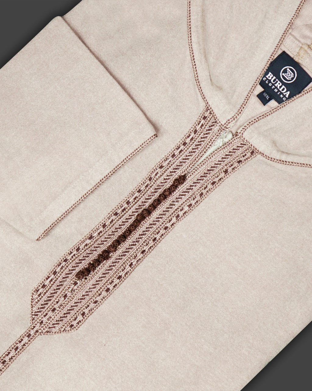 Moroccan Hoodie Thobe Mlifa Djellaba Beige