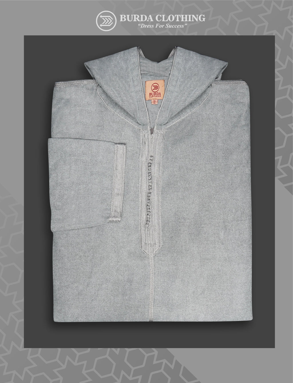 Moroccan Hoodie Elite Thobe Mlifa Djellaba Gray