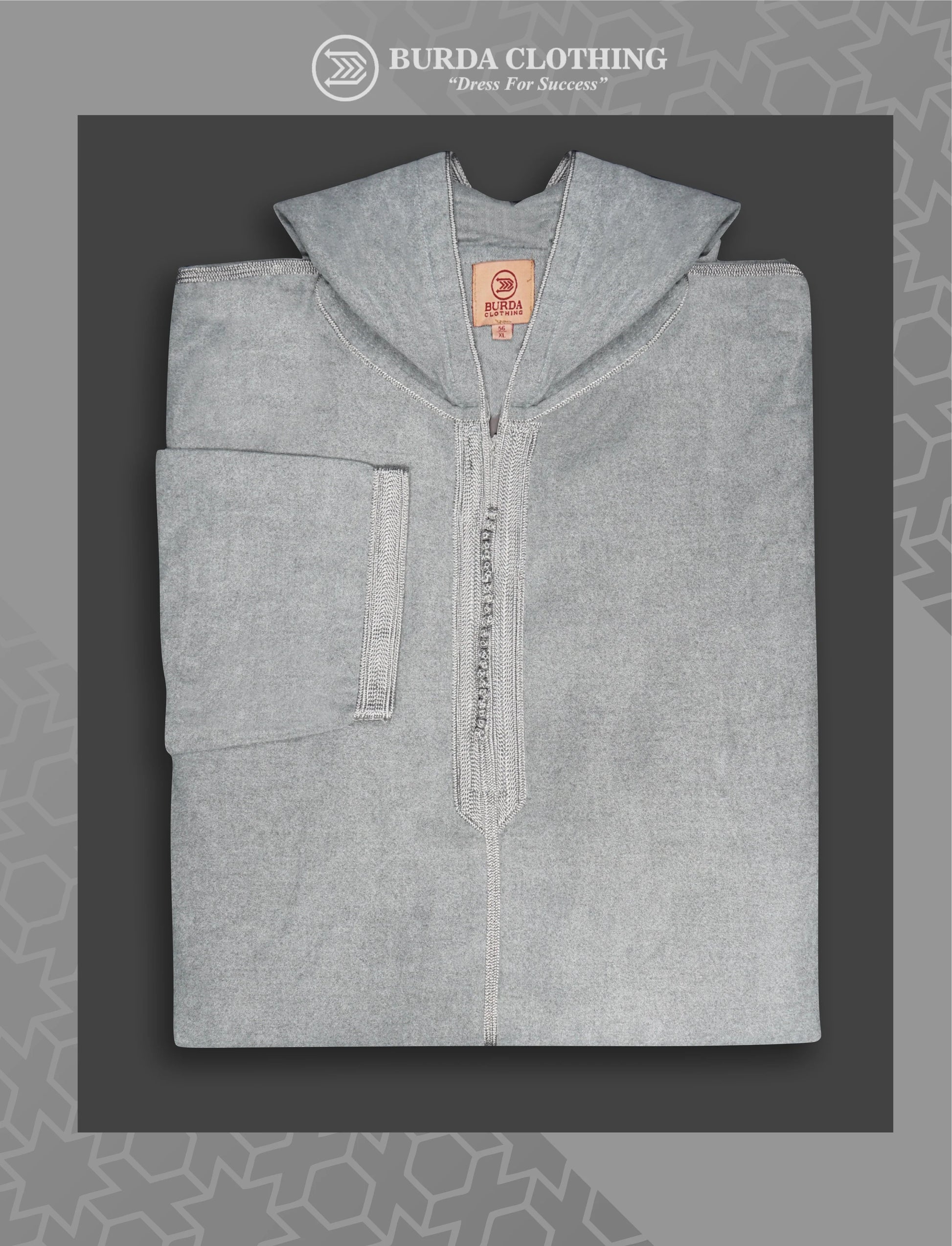 Moroccan Hoodie Elite Thobe Mlifa Djellaba Gray