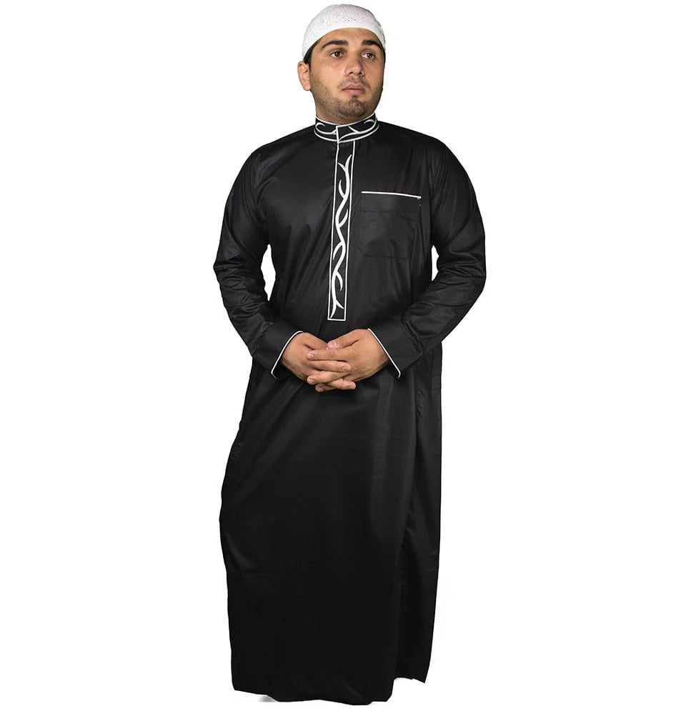 Men's Full Length Islamic Thobe Shiny Black