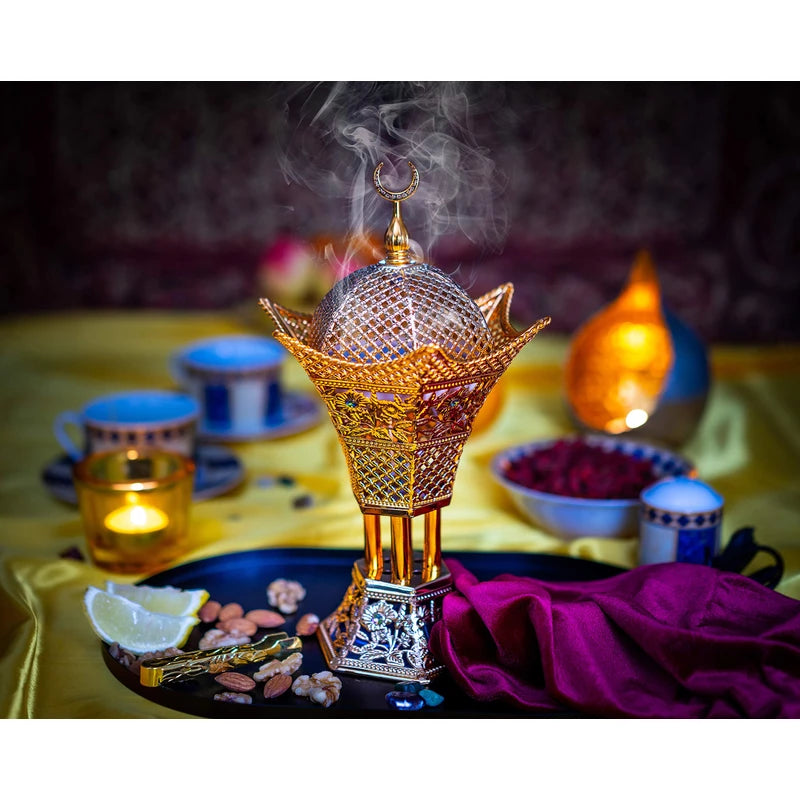 AM Regulator Electric Incense Burner - Oud Frankincense Resin Burner with Adjustable Timer - Hilal (Rose Gold)